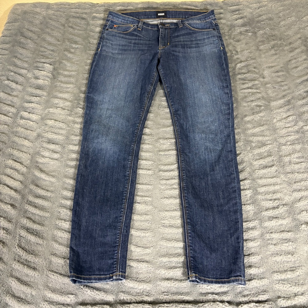 Hudson Womens Skinny Jeans Size 30 Dark Wash Stretch Denim Whiskered AT260